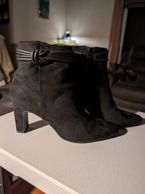 Women's Black Suede Ankle Boots with Knot CL by Laundry Women's Never Ending Ank